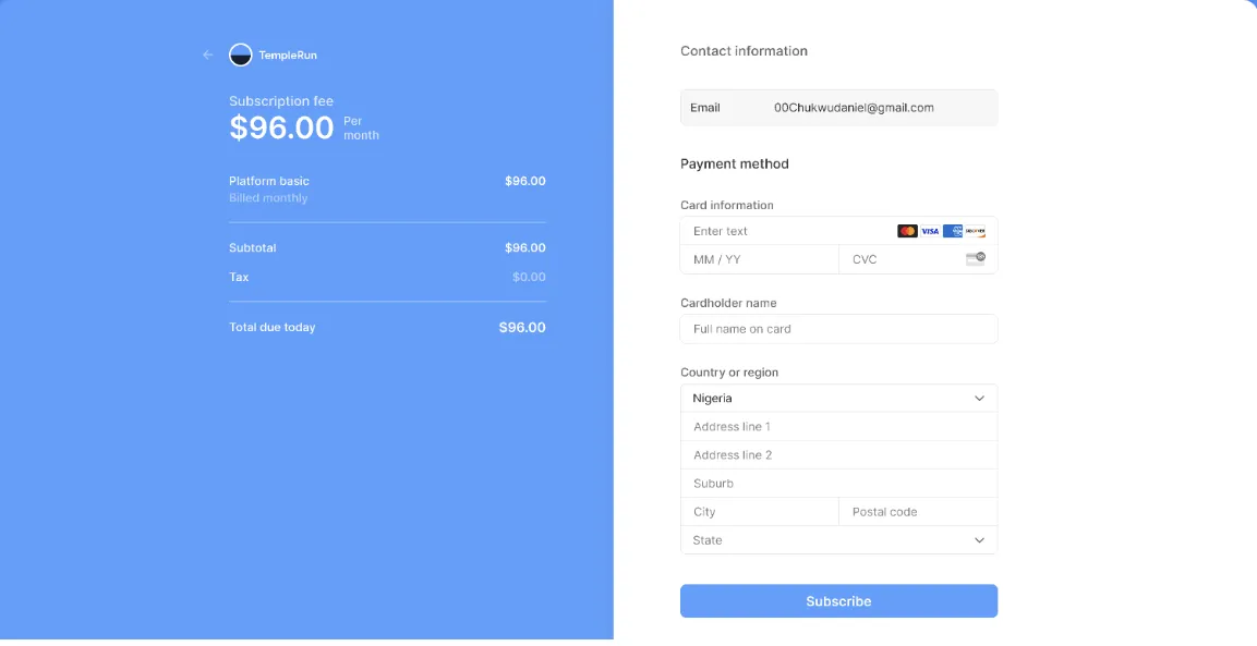 Stripe interface screenshot 1