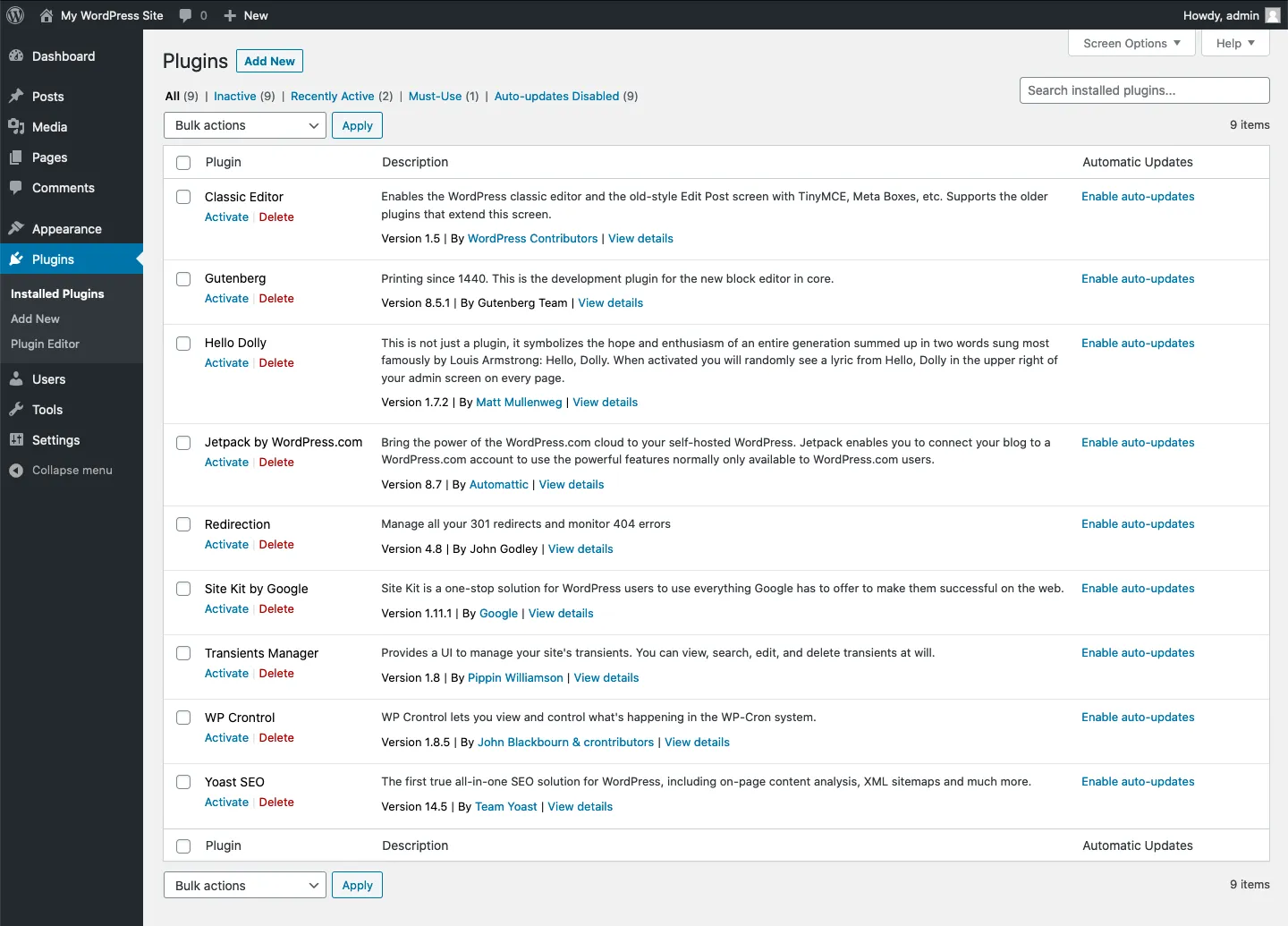 WordPress interface screenshot 1