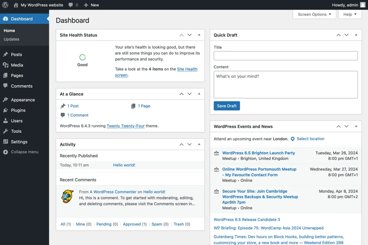 WordPress interface screenshot 2