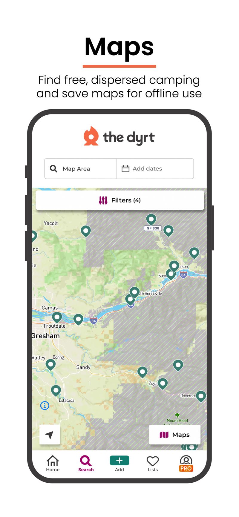 Offline map tiles and campsite details