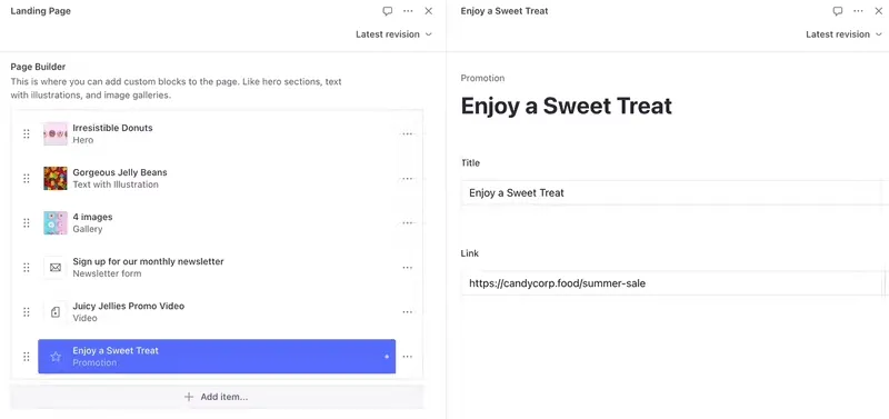Sanity interface screenshot 3